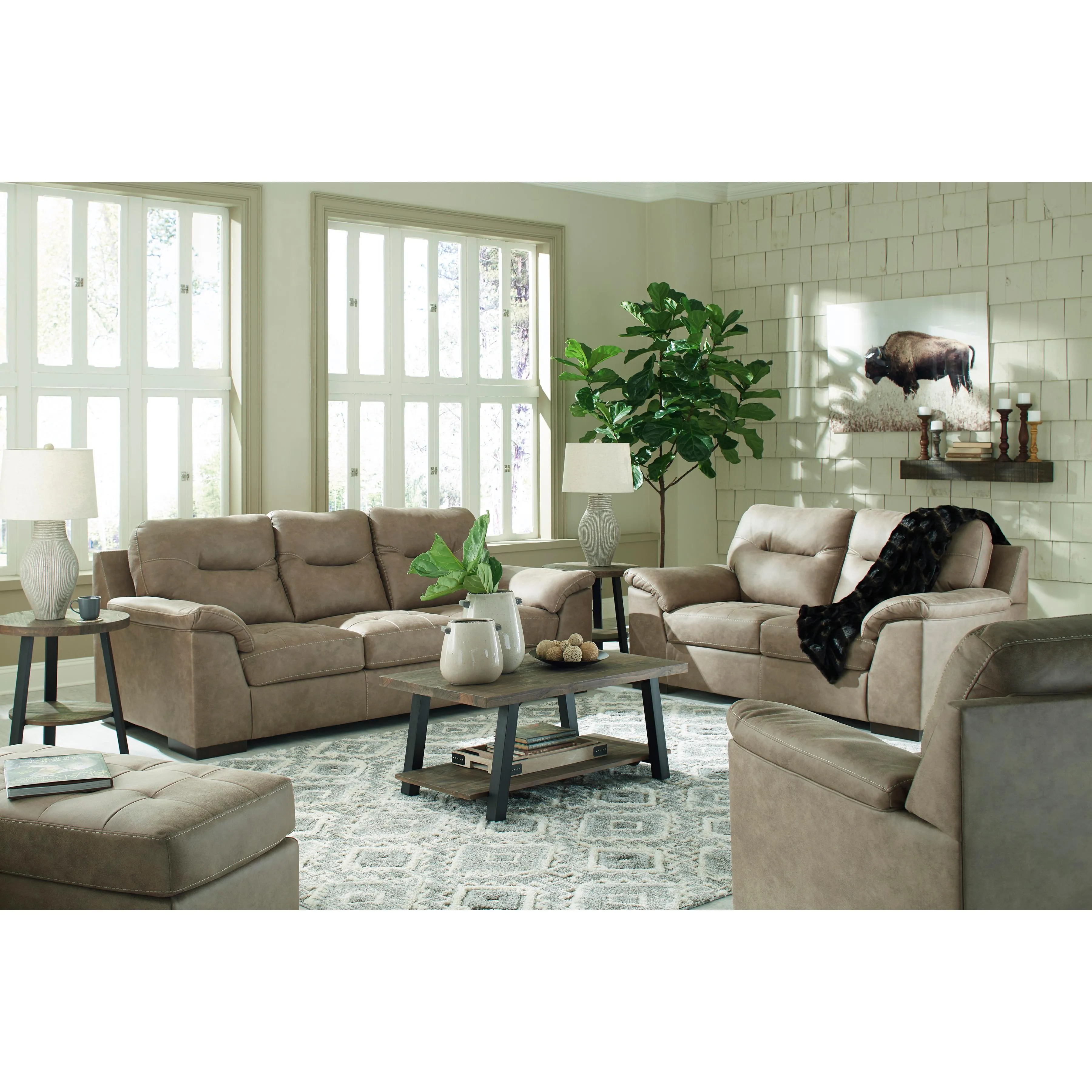 Signature Design by Ashley Maderla Stationary Leather Look Sofa 6200338