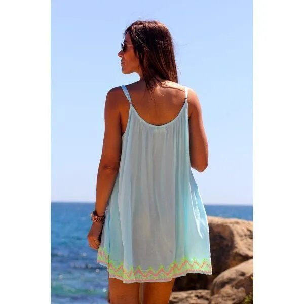 Spaghetti O-neck Backless Strap Short Dress