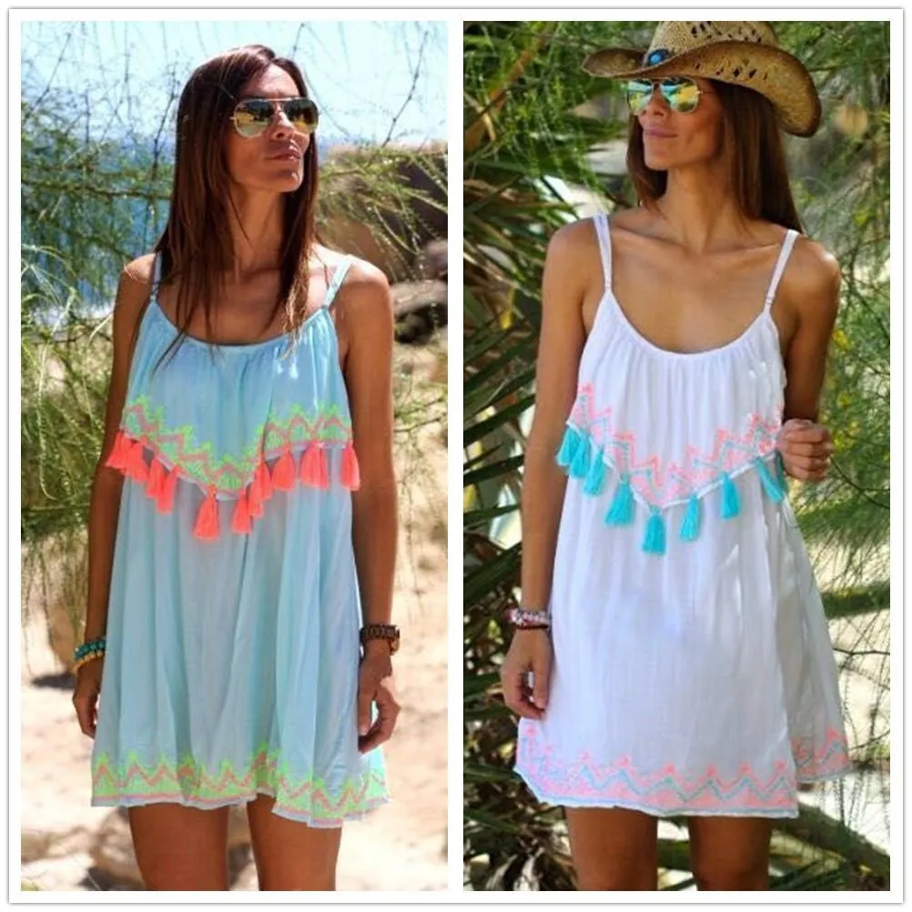 Spaghetti O-neck Backless Strap Short Dress