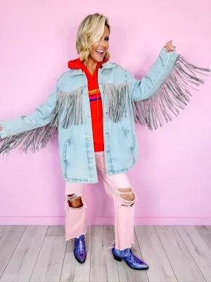 SPUR OF THE MOMENT FRINGE DENIM JACKET