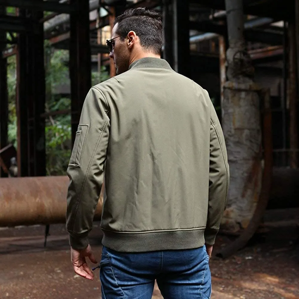 Startaike Mens Warm Full Zip Long Sleeve Bomber Flight Jacket