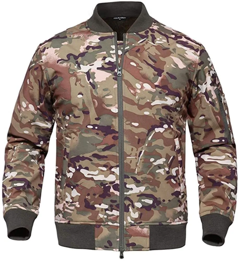 Startaike Mens Warm Full Zip Long Sleeve Bomber Flight Jacket