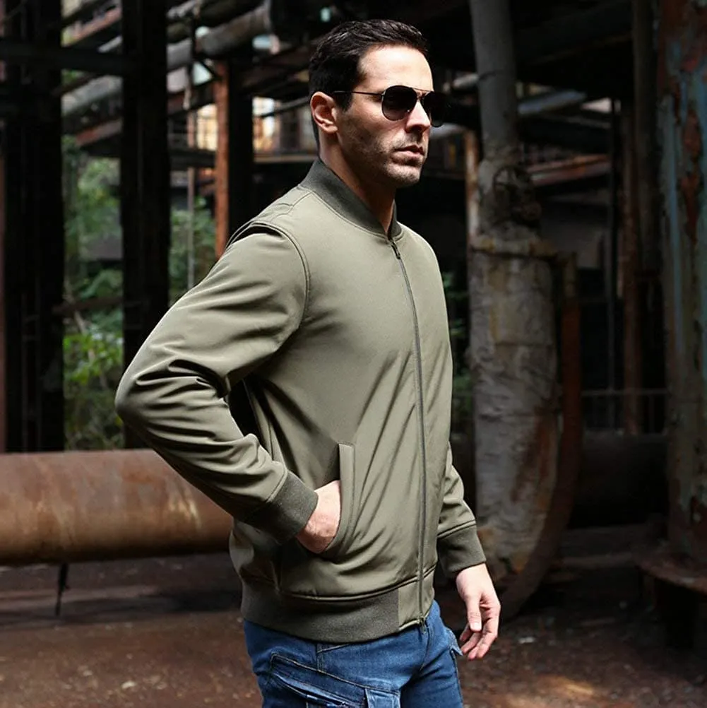 Startaike Mens Warm Full Zip Long Sleeve Bomber Flight Jacket