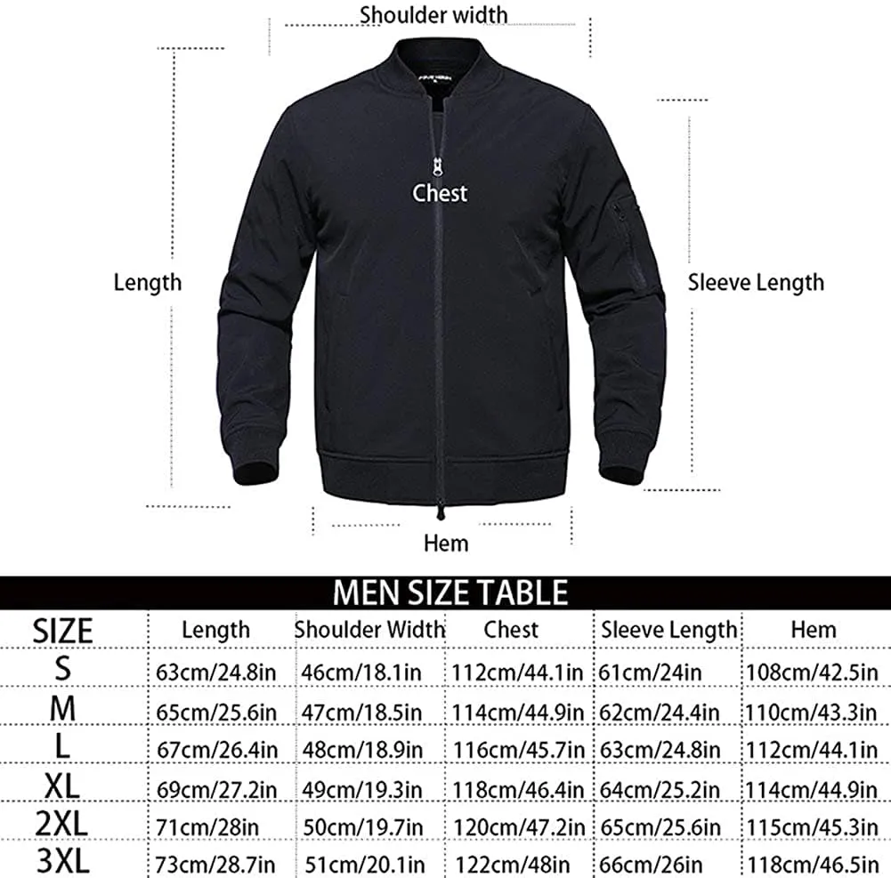 Startaike Mens Warm Full Zip Long Sleeve Bomber Flight Jacket