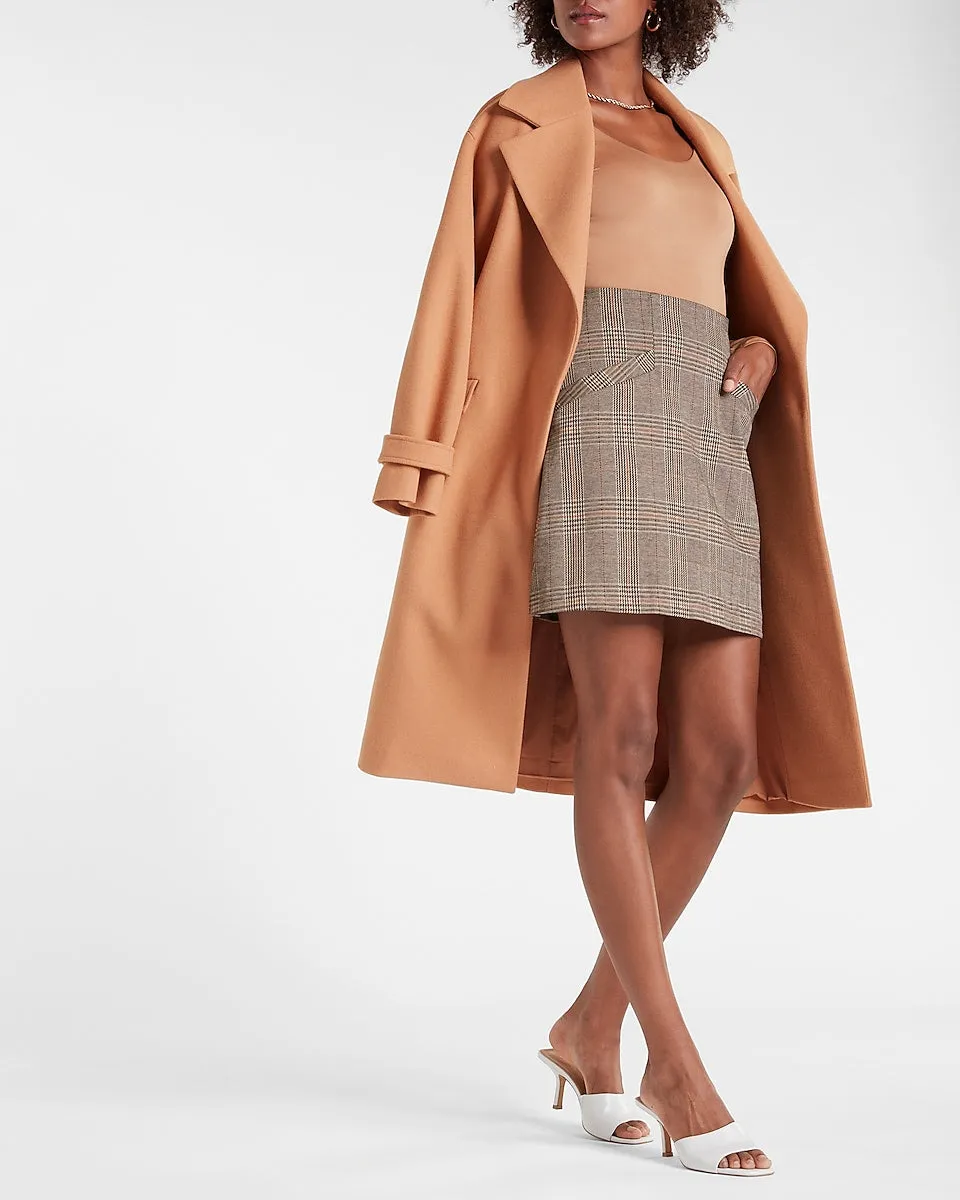 Super High Waisted Plaid Knit Mini Skirt in Print