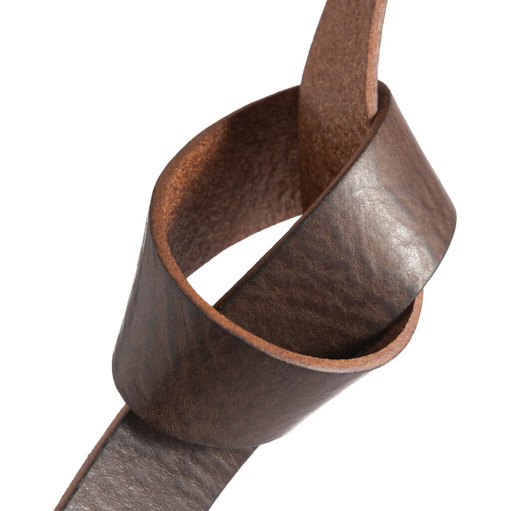 Timeless jeans belt in delicious leather quality / 12824 - Brown/Brass