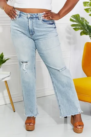 Today Is My Day Plus Size Distressed Straight Leg Jeans