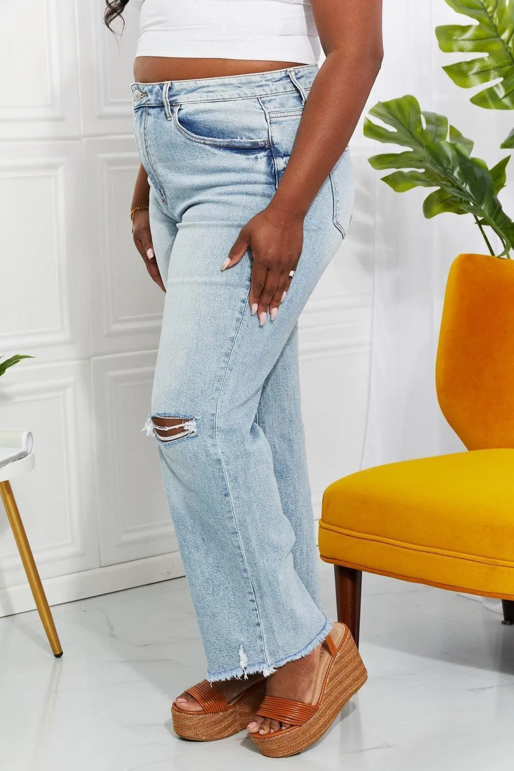 Today Is My Day Plus Size Distressed Straight Leg Jeans