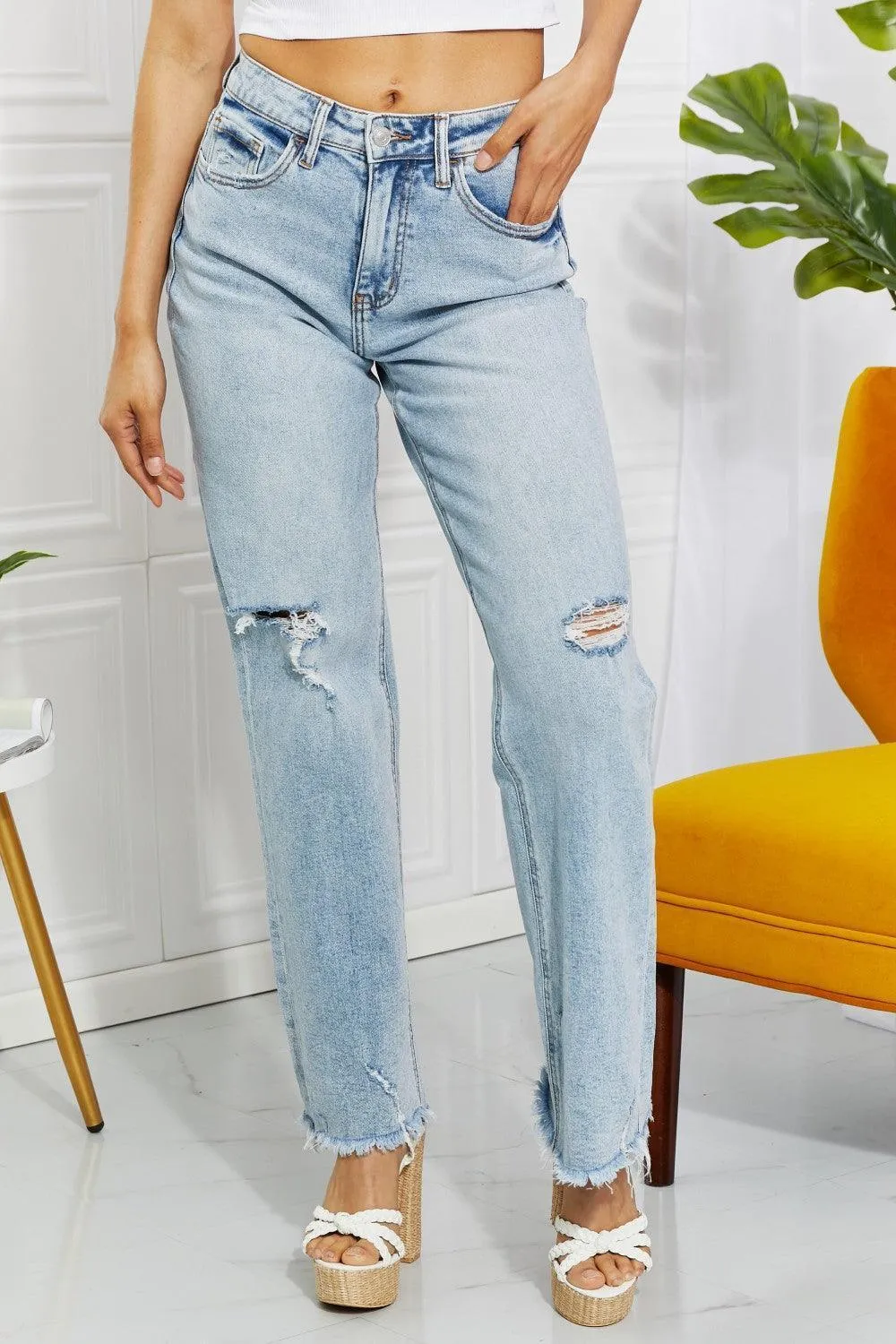 Today Is My Day Plus Size Distressed Straight Leg Jeans