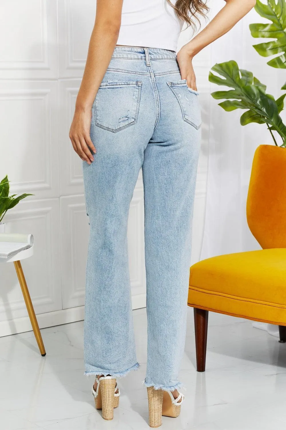 Today Is My Day Plus Size Distressed Straight Leg Jeans