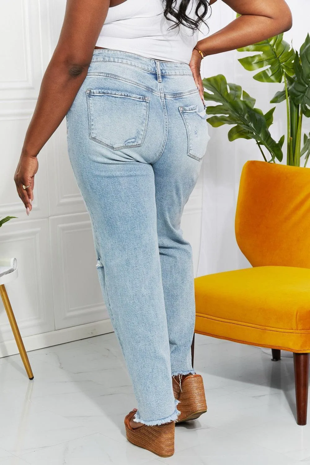 Today Is My Day Plus Size Distressed Straight Leg Jeans