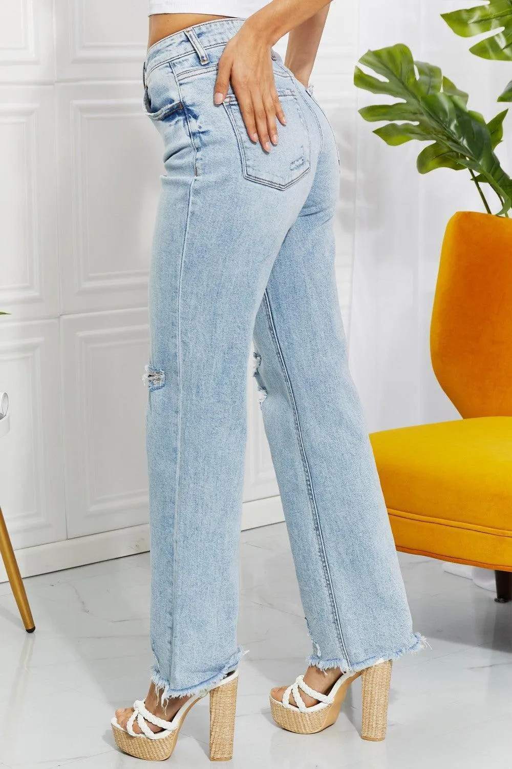 Today Is My Day Plus Size Distressed Straight Leg Jeans