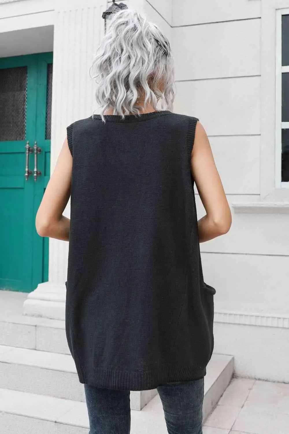 Versatile Sleeveless Black Sweater Vest