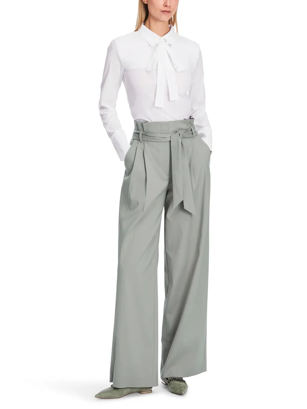 White Cotton & Jersey Polo Shirt With Neck Ties