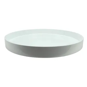 White Straight Sided Round Large Lacquered Tray