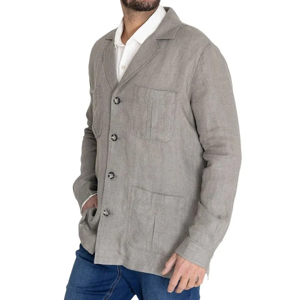 WIAOFELLAS  -  Mens Clothing 2025 Spring Autumn Casual Loose Suit Jacket Fashion Men'S Tops Gray Single-Breasted Design Long-Sleeved Tops Men