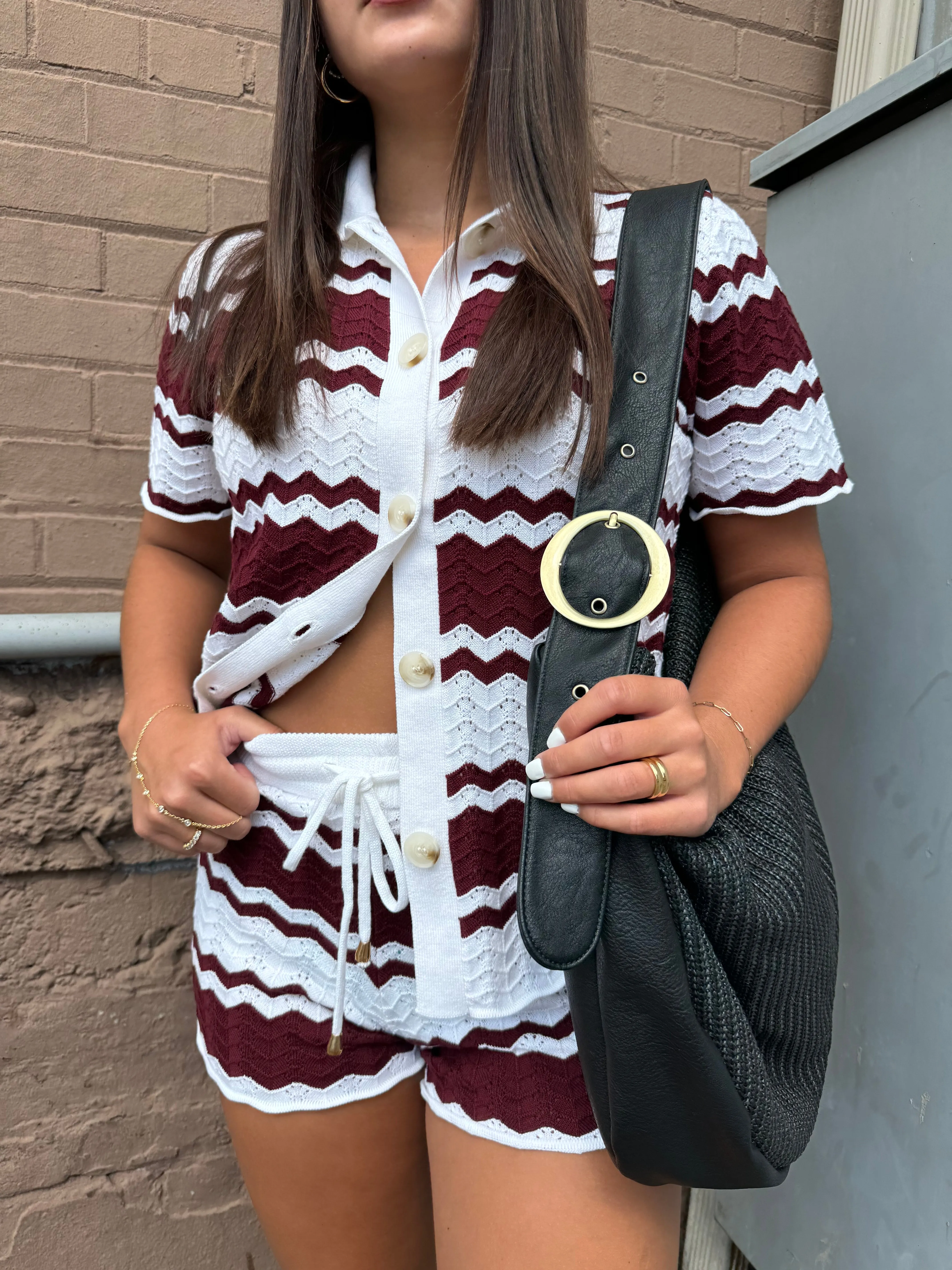 WINE DOWN KNIT BUTTON UP