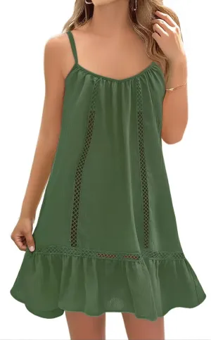 Womens Cover Up Swim Beach Dresses Loose Fit Coverups Spaghetti Straps Sundress Casual Plus Size Dress 2025