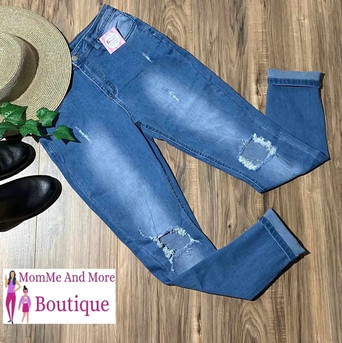 Womens Denim Couture Designer Jeans, Distressed Ripped Jeans, Sizes S/M/L/XL, Light Wash